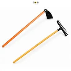 Enxada 22cm Com Cabo De Madeira Jardinagem Construção + Ancinho Ratelo Ciscador 14 Dentes Com Cabo