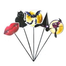 Kit 10 Unidades - Palito Sortido Halloween 27cm x 10cm - Aranha, Morcego Abóbora, Festas, Dia das Bruxas, Decoração, Terror, Bruxa, Vampiro, Múmia, Caixão - Kin Festa