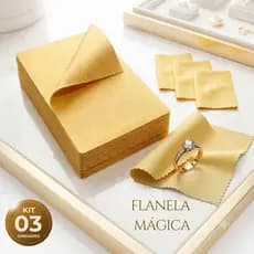 Kit 3 Flanela Mágica Pano Limpa Joias Ouro Prata Semijoias Polimento Remove Oxidação Dá Brilho