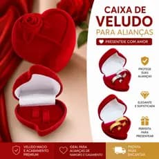 Caixinha estojo aliança modelo coração com 02 ganchos veludo vermelho Porta Alianças Luxo
