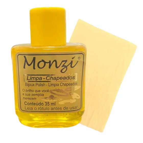 Kit monzi liquido limpa folheado 35ml + unidade de flanela mágica brilho polimento