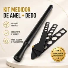 Kit Medidor de Dedo Aneleira Régua + Bastão Para Medir Anel Aliança Plástico Resistente
