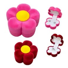 Caixinha estojo infantil para anel brinco pingente pulseira modelo flor margarida rosa/vermelha