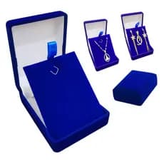 1 unidade estojo caixinha veludo P colar brinco pingente lapela fecho de metal azul royal