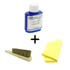 Kit limpeza de joias escova latão clemara nº43 + 1 monzi 35ml limpa prata joias + 1 flanela mágica