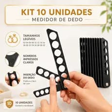 Kit 10 Medidor de Dedo Para Anel e Aliança Régua Medidora de Aro Profissional 02 ao 32