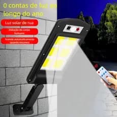 Luminária Solar Prova d'Água 200W Poste de Rua Refletor Sensor de Movimento e Controle PROMOÇAO