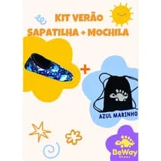 Kit Sapatilha Infantil Antiderrapante + MOCHILA para praia, verão piscina