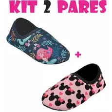 Kit 2 pares de Sapatilha Infantil Antiderrapante Praia Parque Menina Menino Verão