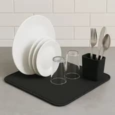 Tapete Escorredor De Louça 40x30cm E Copos Absorvente Para Cozinha
