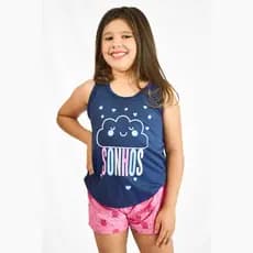 Pijama Curto Infantil Feminino Regata