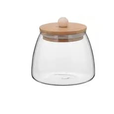 TABLE POTE 10x11x11cm 600 ml BOROSILICATO TRANSP TAMPA BAMBU