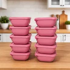 Pote de Kit potes de plástico 1 litro quadrado rosa minimalista