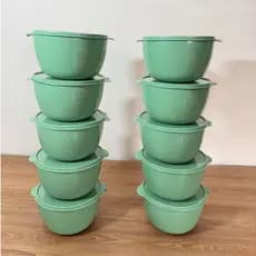 Kit Bowl 2,8 litros com tampa para cozinha verde menta linha minimalista