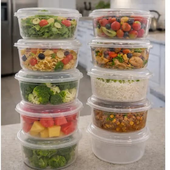 Kit Potes Redondos Transparentes 750 ML  - Organização Perfeita para sua Geladeira, Freezer