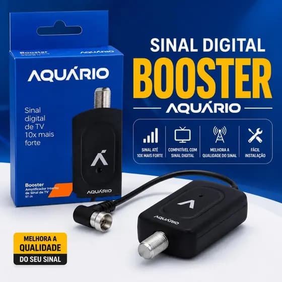 Booster Amplificador De Sinal Digital Aquário BT-26 Para TV HDTV 26DB - ENVIO IMEDIATO!