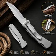 Canivete Tatico de Bolso Dobrável em Aço Inox Elegante - ENVIO IMEDIATO!