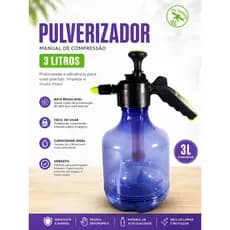 Pulverizador Manual Compressão 3 Litros Borrifador Jardinagem Limpeza Profissional - ENVIO IMEDIATO!