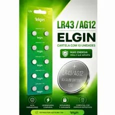 LR43/AG12 ELGIN 1,5V Botão Alta durabilidade - ENVIO IMEDIATO!