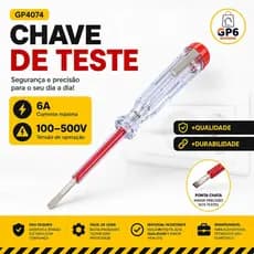 Chave de Teste Detectora de Tensão 100V a 500V 6A | Testador de Energia Elétrica Profissional - ENVIO IMEDIATO!