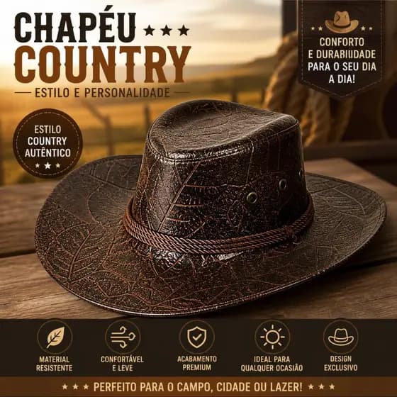 Chapéu Country Cowboy - Rodeio Barretos Show Sertanejo - ENVIO IMEDIATO!