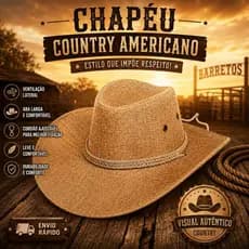 Chapéu Country Cowboy - Rodeio Barretos Show Sertanejo Unissex - ENVIO IMEDIATO!