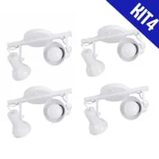 Kit 4 Spot Trilho Duplo 2 Sobrepor Direcionavel 110V/220V