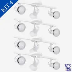 Kit 4 Trilho Spot Sobrepor 3 Lâmpadas Branco Bivolt Sala 110V/220V