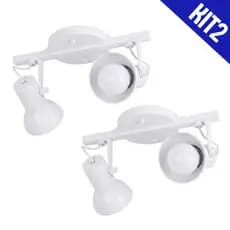 Kit 2 Spot Trilho Duplo 2 Sobrepor Direcionavel110V/220V