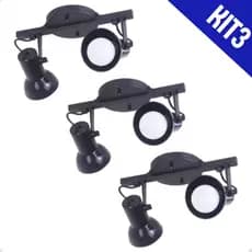 Kit 3 Spot Trilho 2 Sobrepor Direcionavel Voltagem 110V/220V