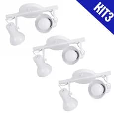 Kit 3 Spot Trilho Duplo 2 Sobrepor Direcionavel 110V/220V