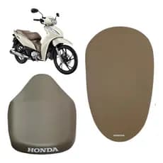 Capa Banco Honda Biz 100 110 125 Ano 2009 a 2026 Caramelo Bege Moto Com Logo