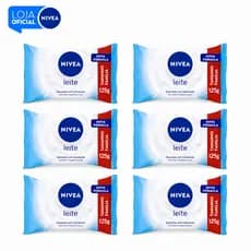 KIT NIVEA Sabonete em Barra Leite 125g - 6 Unidades