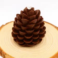 Vela Natalina em Formato de Pinha • Vela Decorativa Marrom para Mesa e Decoração de Natal