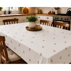 Toalha de Mesa Tecido Percal Algodão 180 Fios  Estampado Várias Medidas Cereja/Borboleta