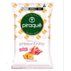 kit com 5 pacotes de biscoito presuntinho Piraquê de 100g.