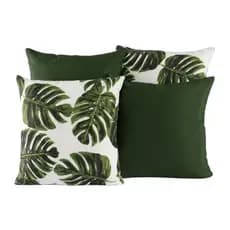 Kit de 04 Almofadas Folhas Cheias de Ótima Qualidade para Decoração em Tecido Suéde e Jacquard
