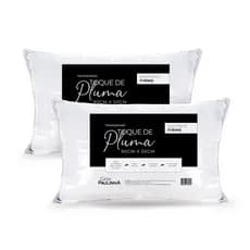 Kit 2 Travesseiros Toque De Pluma Suporte Firme 90x50 180 Fios Algodão