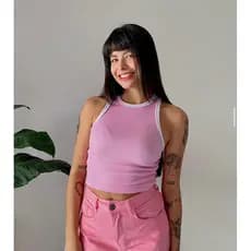 Cropped Feminino Cavado Bicolor | Regata Justinha | Roupa Feminina | Cropped estiloso|Roupa feminina|Camisa colorida