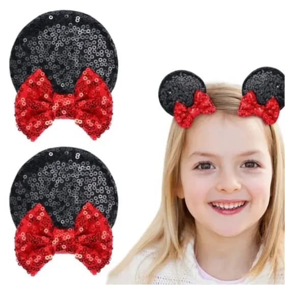Presilhas orelhas minnie laçinho menina bebe luxo aniversario