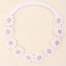 Faixa laço margarida renda newborn bebe menina
