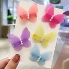 Presilha grampo borboleta tule aplique perolas infantil