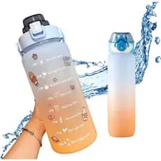 Kit 2 Garrafa de Água Squeeze com Adesivos Motivacionais 2L / 900ML, Kit Squeeze Degrade