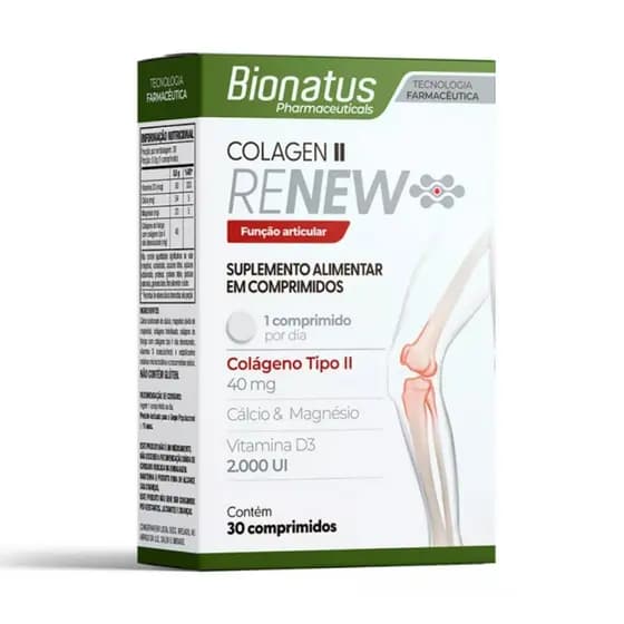 Collagen Renew Tipo 2 Não Hidrolisado Bionatus Colágeno 30 Comprimidos