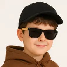 Óculos de Sol Infantil Quadrado Estiloso Preto Lente Escura Proteção UV400 Moda Criança Praia