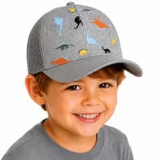 Boné Infantil Telinha Trucker Dinossauro Ajustável 1 a 3 Anos Leve Confortável Respirável