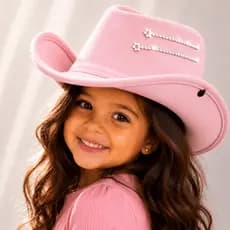 Chapéu Country Infantil Com Strass Cowboy Menina Festa Junina Rodeio Boiadera