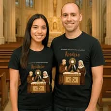 Camiseta Católica 100% Algodão Rezar o Rosário Frei Gilson Irmã Maria Raquel - Unissex