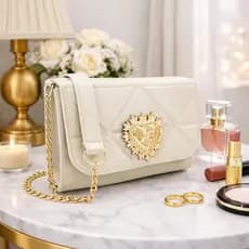 Bolsa Feminina Tiracolo Coração Transversal Alça Corrente