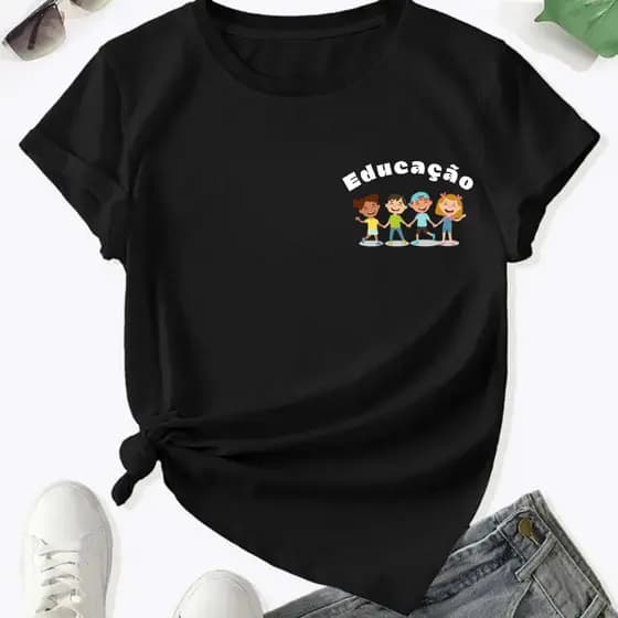 Camiseta Blusa Feminina Educação T Shirt 100% Algodão